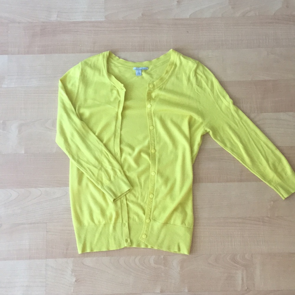 Halogen Yellow green cardi XS